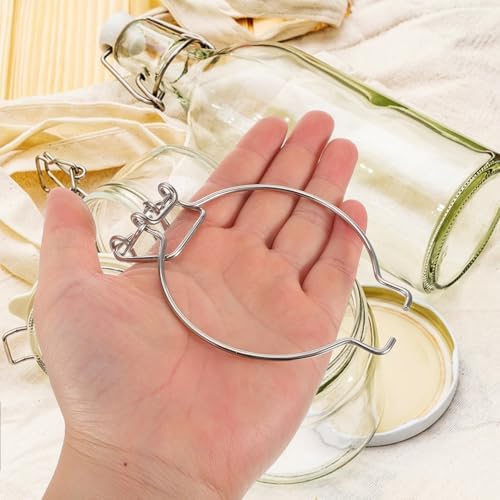 HOLIDYOYO Glass Jar Wire Clamp 10pcs Silver Stainless Steel
