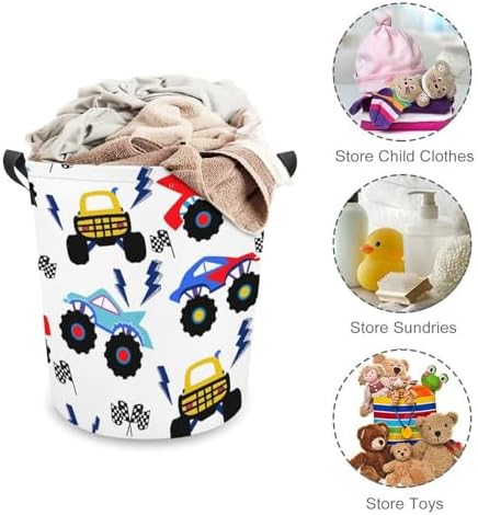 Monster Truck Cartoon Laundry Hamper for Kids Waterproof Storage Basket