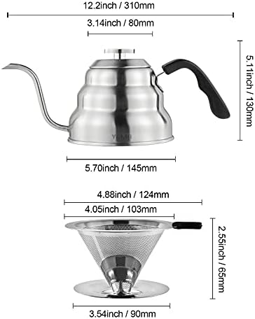 Stainless Steel 1-Liter Gooseneck Coffee Kettle Precision Brew