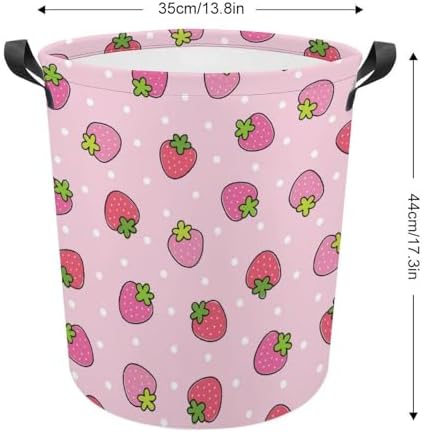 Stylish Pink Strawberry Laundry Hamper for Space-Saving Storage