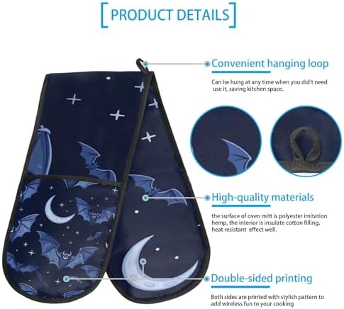 Bats Moon Halloween Double Oven Mitt