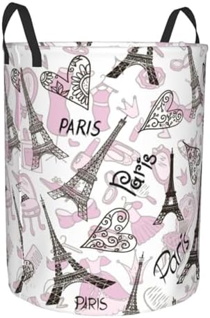 Paris Eiffel Tower Waterproof Laundry Basket Collapsible with Handle