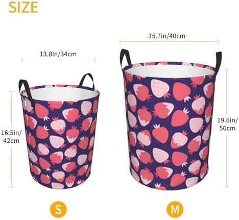Strawberry Collapsible Laundry Basket w Handles Easy Carry Storage Organizer