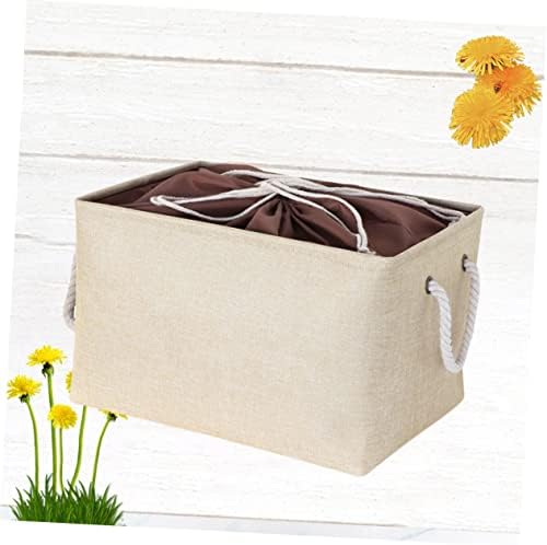 Yellow Foldable Laundry Basket with Handle and Drawstring