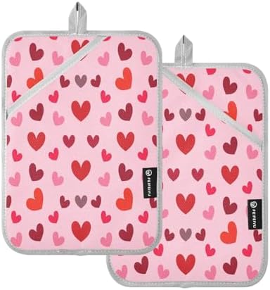 Cute Hearts Potholders Set Essential Heat-Resistant Potholders for Ovens Kitchens