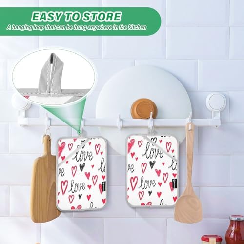 KCLDECI Heat Resistant Oven Mitt Set - 2Pcs Black Red POTHOLDERS