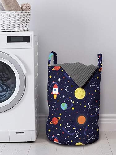 Ambesonne Cosmic Spaceship Laundry Hamper With Drawstring Closure