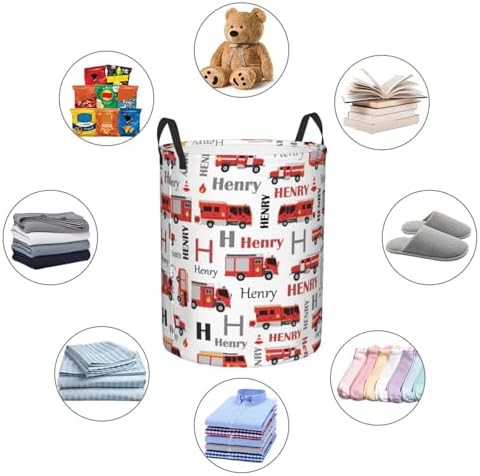 Custom Fire Trucks Laundry Basket With Name 1