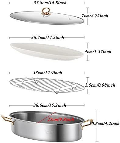 Oval Fish Steamer Pot 304 Stainless Steel Roaster