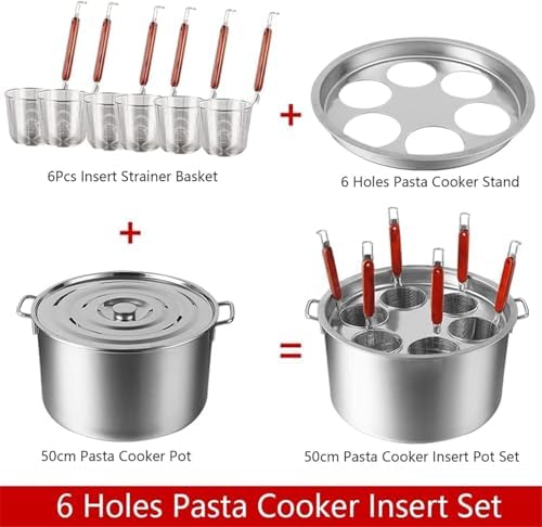 Stainless Steel Insert Set Pasta Cooker with Strainer for Noodles and Dumplings