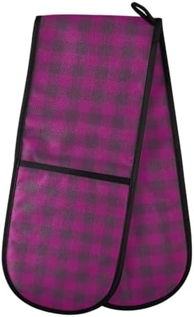 Protect Your Hands Double Oven Mitts Violet Buffalo Plaid Halloween 35x7 Ovenspot Mitt
