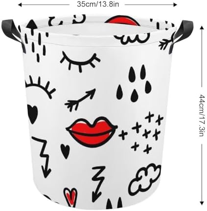 Red Lip Arrows Collapsible Laundry Basket Waterproof Durable for Easy Storage