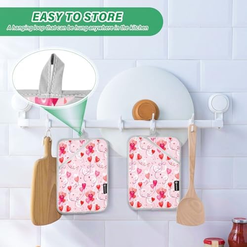 Kcldeci Heart Shape Balloons 2Pack Pot Holder Set Heat Resistant Easy to Use