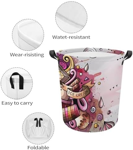 Cartoon Watercolor Ice Cream Laundry Hamper