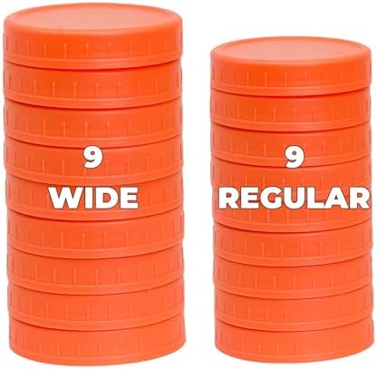 18 Pack Orange Plastic Mason Jar Lids with Silicone Rings