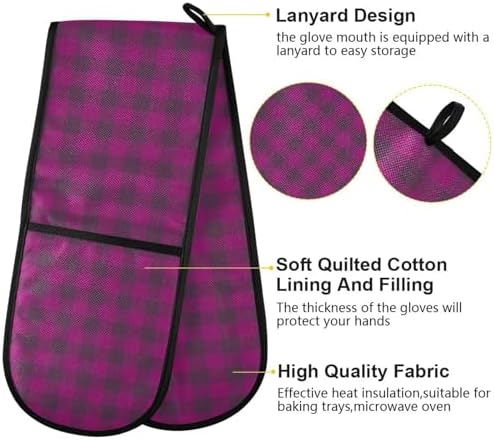 Protect Your Hands Double Oven Mitts Violet Buffalo Plaid Halloween 35x7 Ovenspot Mitt
