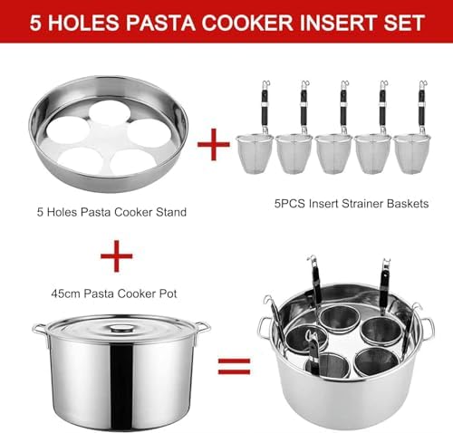 5 Holes Pasta with Strainer Basket for Home Cooking