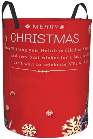 Merry Christmas Tree Snowflake Laundry Basket with Handle