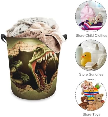 MEIKKO Dinosaur Brick Wall Collapsible Laundry Hamper Waterproof Foldable Family Organizer
