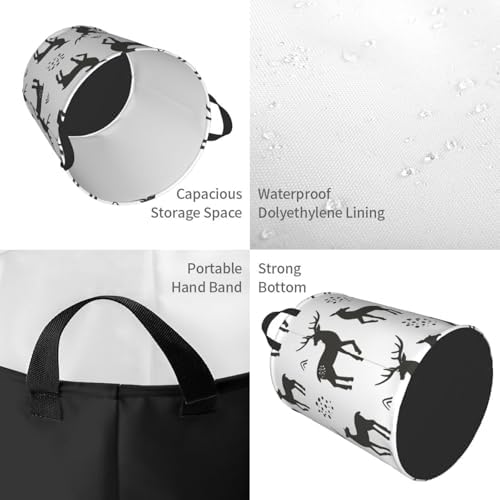 Reindeer-Silhouette Collapsible Laundry Basket Waterproof for HomeDormCar Storage