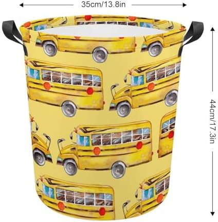 Cartoon Yellow Bus Laundry Basket