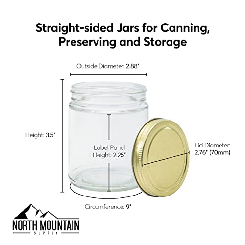 Perfect Mason Jar Canning Set 132 in Case Gold Metal lids 9oz Capacity