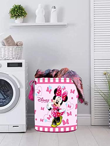 Kuber Industries Disney Minnie Print Foldable Laundry Basket with Handles