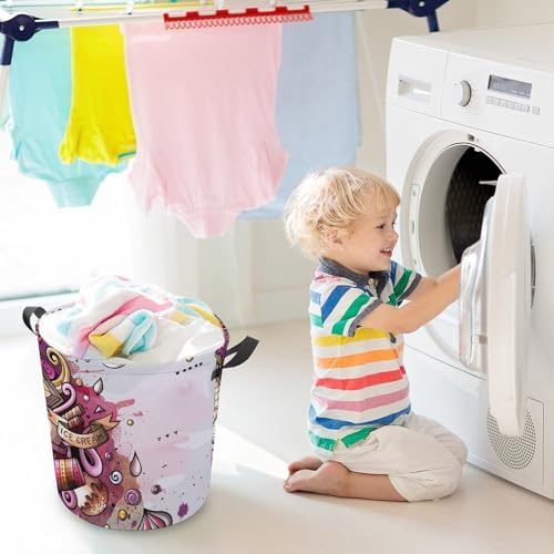 Cartoon Watercolor Ice Cream Laundry Hamper