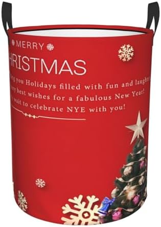Merry Christmas Tree Snowflake Laundry Basket with Handle