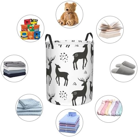 Reindeer-Silhouette Collapsible Laundry Basket Waterproof for HomeDormCar Storage