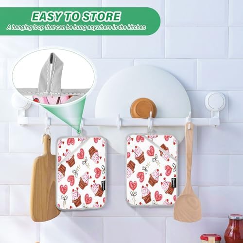 KCldeci Colorful Valentine Heat Resistant Potholders Set