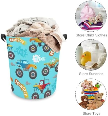 Monster Truck Cartoon Laundry Hamper