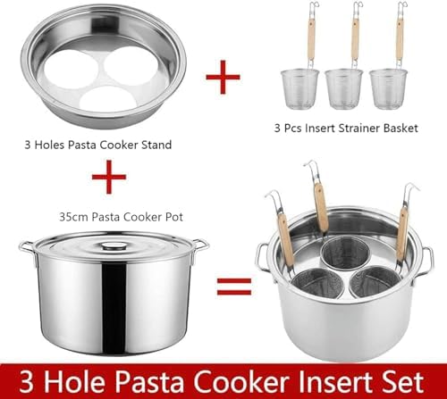 Exceptional Quality 3 Holes Stainless Steel Pasta Cooker for Home Kitchen