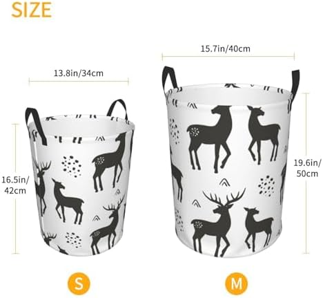 Reindeer-Silhouette Collapsible Laundry Basket Waterproof for HomeDormCar Storage