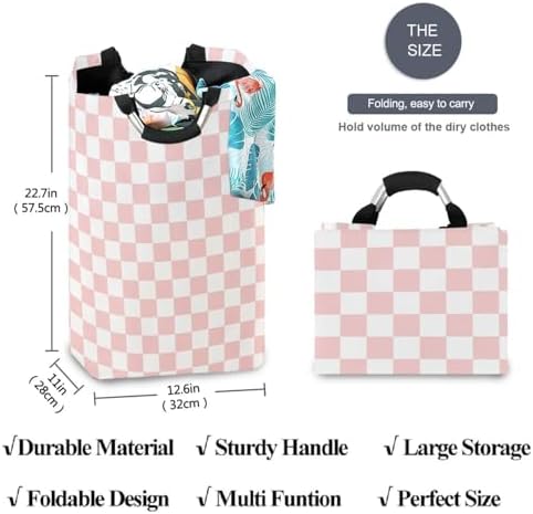 Stylish Pink Checkered Organizer Basket for Kids
