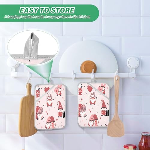 Kcldeci 2 Pack Cute Heart Gnomes Oven Mitts