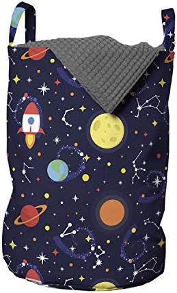 Ambesonne Cosmic Spaceship Laundry Hamper With Drawstring Closure