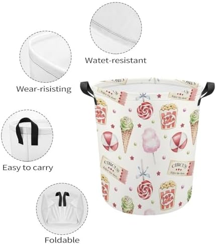 MEIKKO Ice Cream Summer Organizer Collapsible Laundry Basket for Family Kids