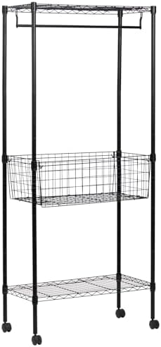 ALIMORDEN Laundry Cart with Clothes Rack Black