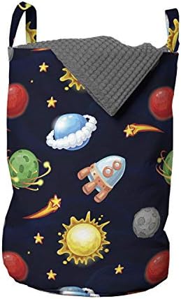 Ambesonne Space Laundry Bag with Drawstring Handles