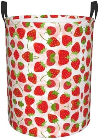 Strawberry Circular Hamper - Medium Storage Basket for Laundry and More