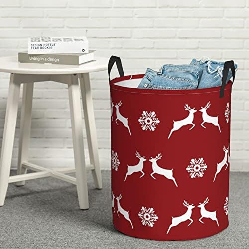AFHYZY Snowflake Foldable Laundry Hamper Collapsible Handle Durable Storage for Bedroom