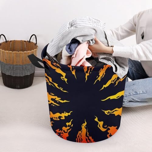 Attractive Fire Black Background Laundry Hamper