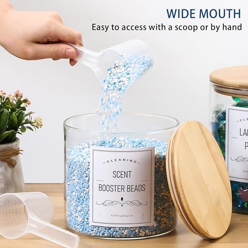 Glass Jars for Laundry Room Organization - Bamboo Lid Durable Eco-Friendly