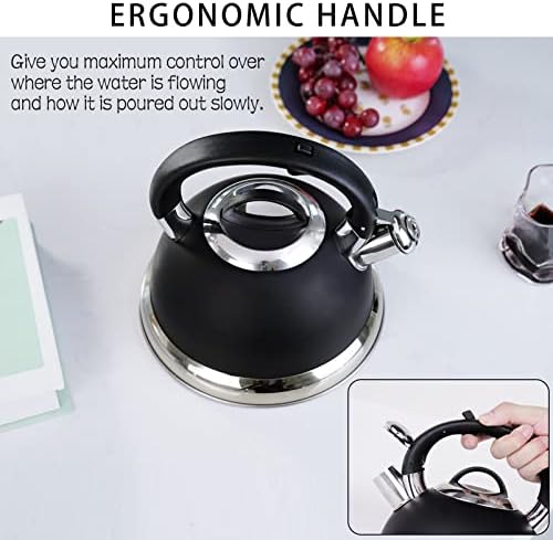 Masio 25 Quart Stainless Steel Kettle Ergonomic Design Melodic Whistle