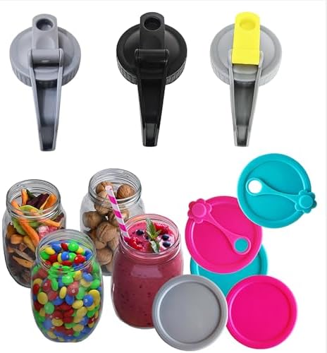 4-Piece Mason Jar Lid with Handle for Sealed Storage