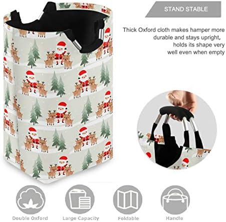 visesunny Collapsible Laundry Basket with Santa Reindeer Design