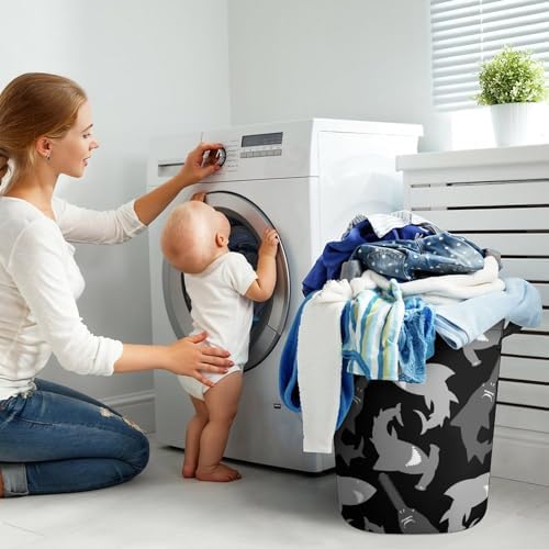Shark-Design Waterproof Laundry Hamper with Easy Carry Handles