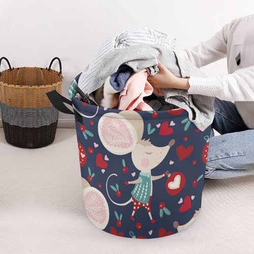 Perfect for Families Students Cute Mouse Design Collapsible Laundry Basket