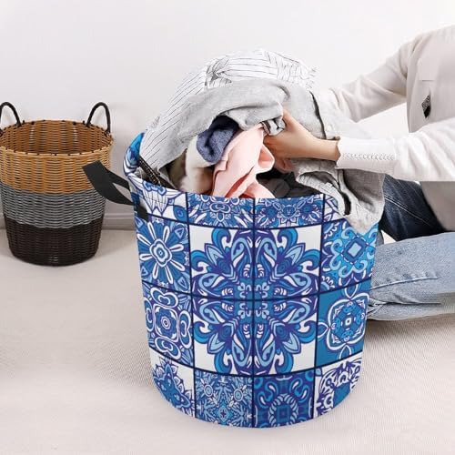 Geometric Blue Ethnic Laundry Hamper